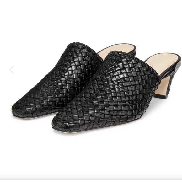 Braided Leather Block Heel Mules - Picture 1 of 11